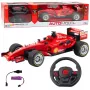 LEAN TOYS Ar vadāmu RC sacīkšu auto stūres rats Gaismas Skaņas 1:12 Sarkans