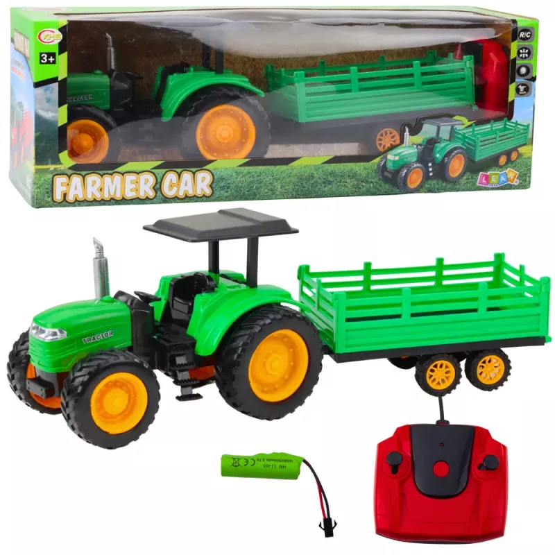 LEAN TOYS RC Green Remote Controlled Farm Tractor With Trailer