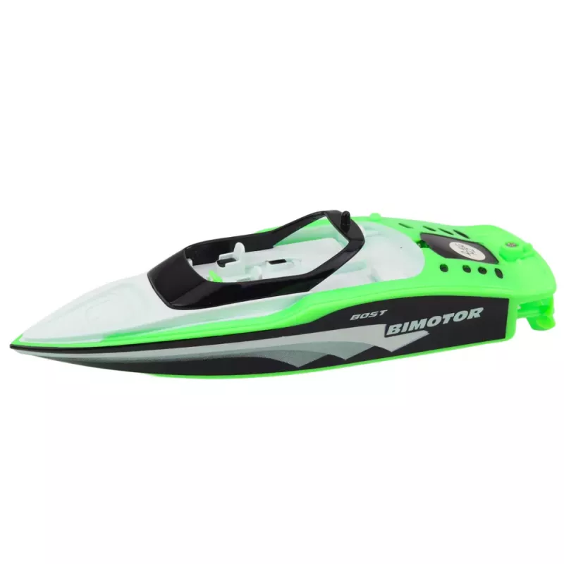LEAN TOYS Remote Controlled RC Motorboat White-Green 15cm