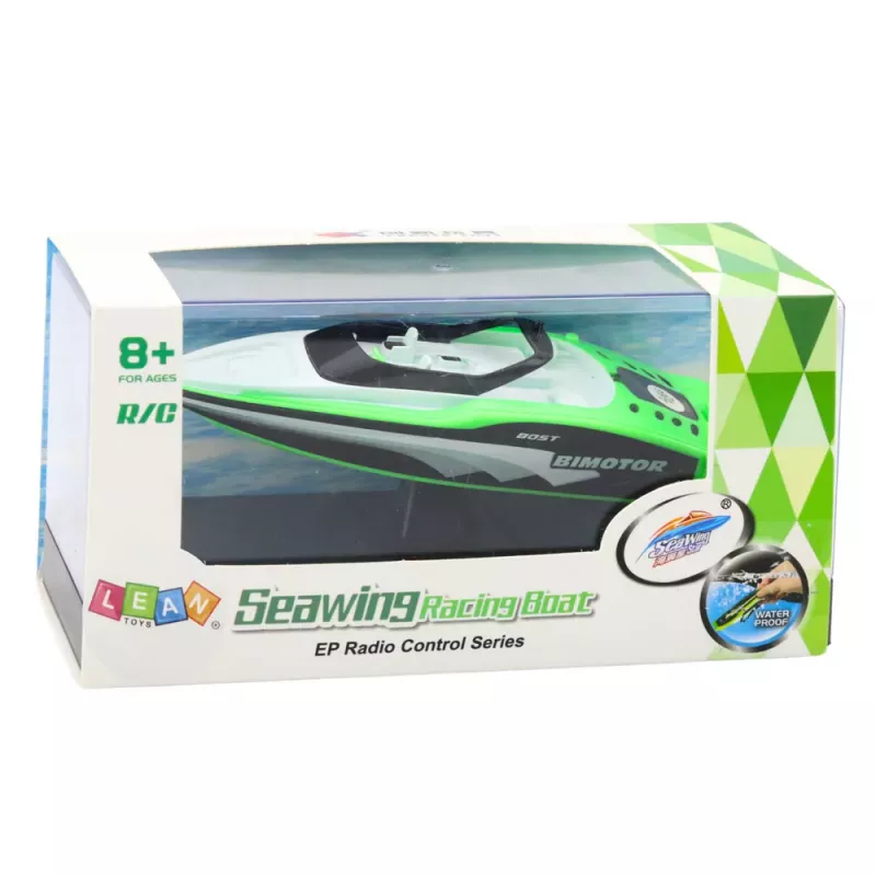 LEAN TOYS Remote Controlled RC Motorboat White-Green 15cm
