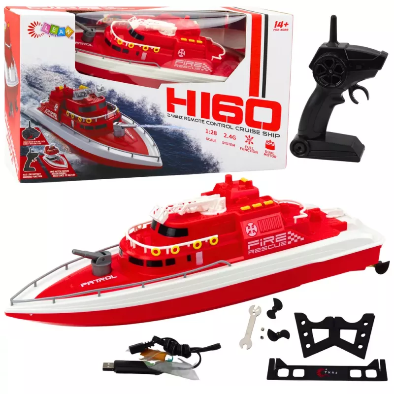 LEAN TOYS Remote Controlled Motorboat RC 1:28 Red