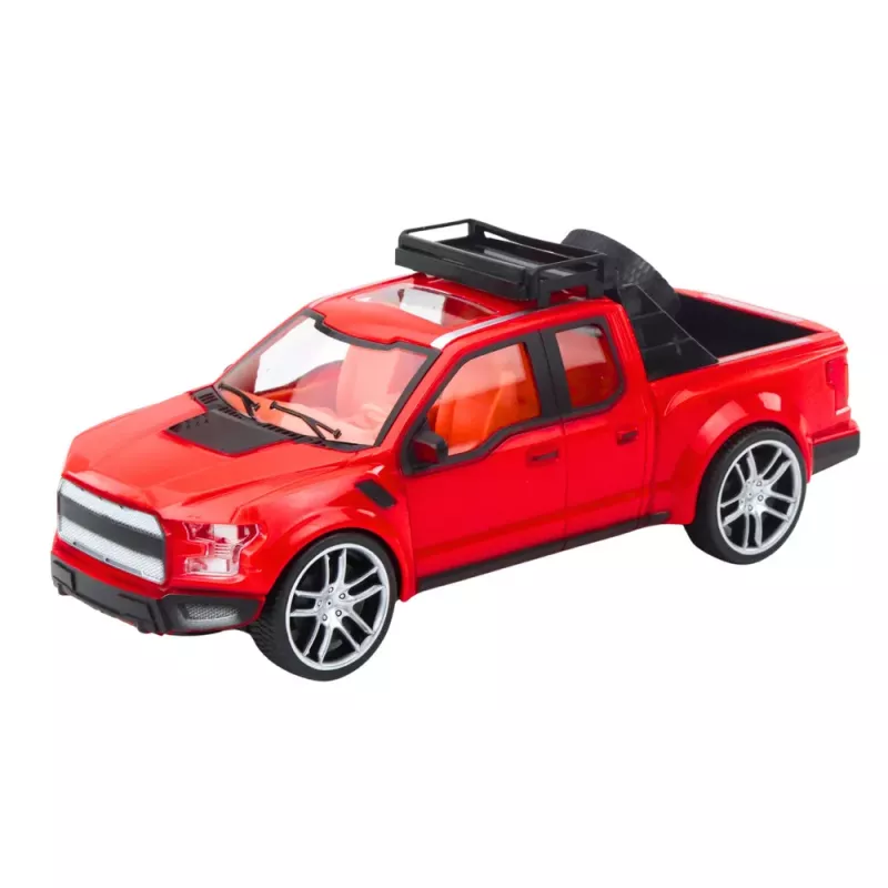 LEAN TOYS Bezceļu auto komplekts: sarkans evakuators un melns sporta auto 59cm