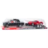 LEAN TOYS Bezceļu auto komplekts Melns evakuators Sarkans sporta auto 59cm