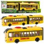 LEAN TOYS Locīts skolas autobuss ar atveramām durvīm, gaismām, skaņām, dzeltens, 1:16 mērogs