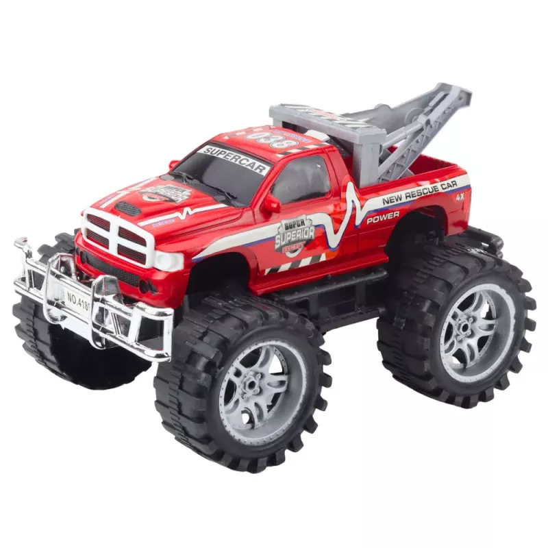 LEAN TOYS aizmugurējo riteņu piedziņas bezceļu glābšanas transportlīdzeklis ar sakabi, sarkans 27cm