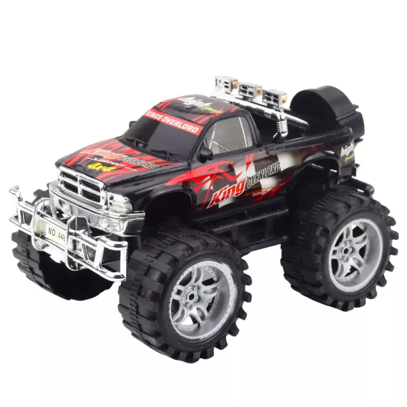 LEAN TOYS King aizmugurējo riteņu piedziņas bezceļu transportlīdzeklis sarkanā un melnā krāsā, 27 cm