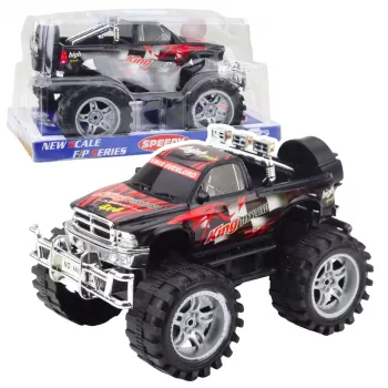 LEAN TOYS King aizmugurējo riteņu piedziņas bezceļu transportlīdzeklis sarkanā un melnā krāsā, 27 cm