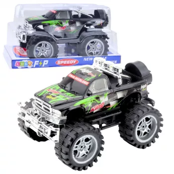 LEAN TOYS King aizmugurējo riteņu piedziņas bezceļu transportlīdzeklis zaļš un melns 27cm