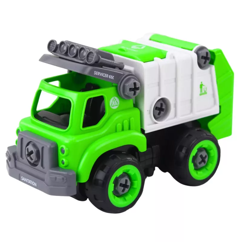 LEAN TOYS Atkritumu vedējs ar tālvadību un skrūvgriezi, zaļš, 2-in-1