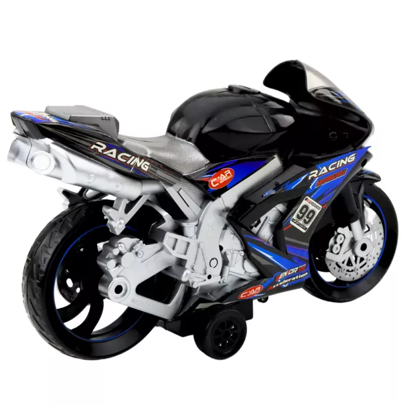 LEAN TOYS Racing Bike Racer Drive Lights Sounds Black Blue