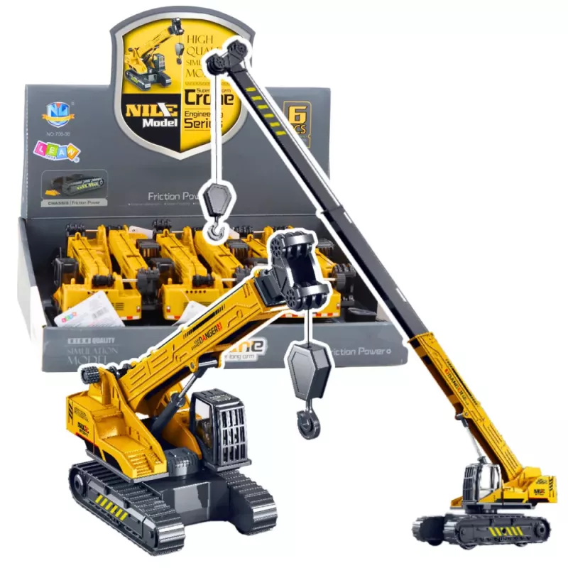 LEAN TOYS Kāpurķēžu celtnis ar pagarināmu un rotējošu kabīni 360° Dzeltens