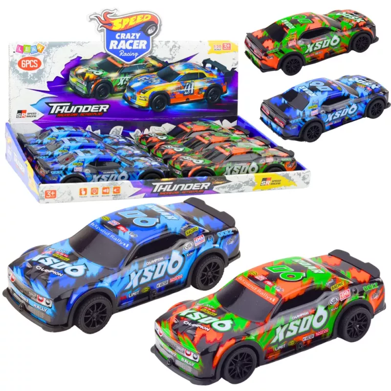 LEAN TOYS XS06 Race Car Drive Lights Sounds Orange Blue