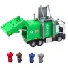 LEAN TOYS Atkritumu mašīna ar motoru, 4 atkritumu tvertnēm, gaismām, skaņām, zaļa