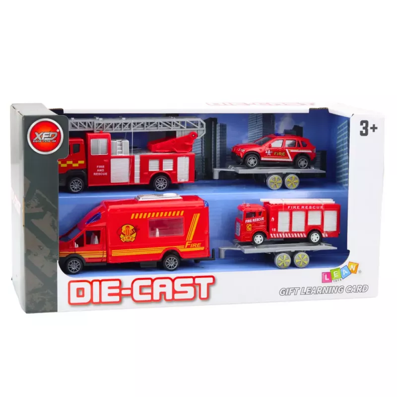 LEAN TOYS Fire Trucks Cars Drive Set Red