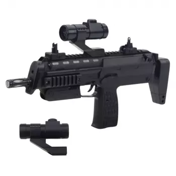 LEAN TOYS Rotaļu šautene ar gaismām, skaņām un tēmēkli, melna, 41 cm