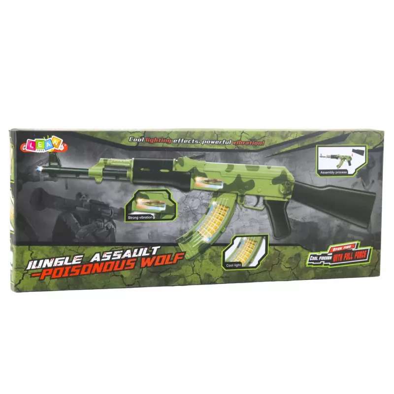 LEAN TOYS Military Camo Rifle Vibrations Lights Sounds 70cm