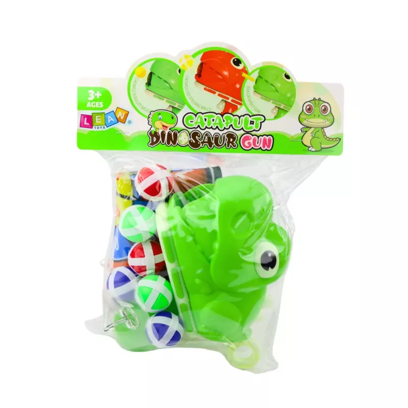 LEAN TOYS Prasmju spēle Mērķa šaušanas pistole ar Velcro bumbiņām Dinozaurs