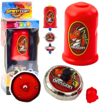 LEAN TOYS Flying Disc Dragon Spinning Top Launcher Set Red