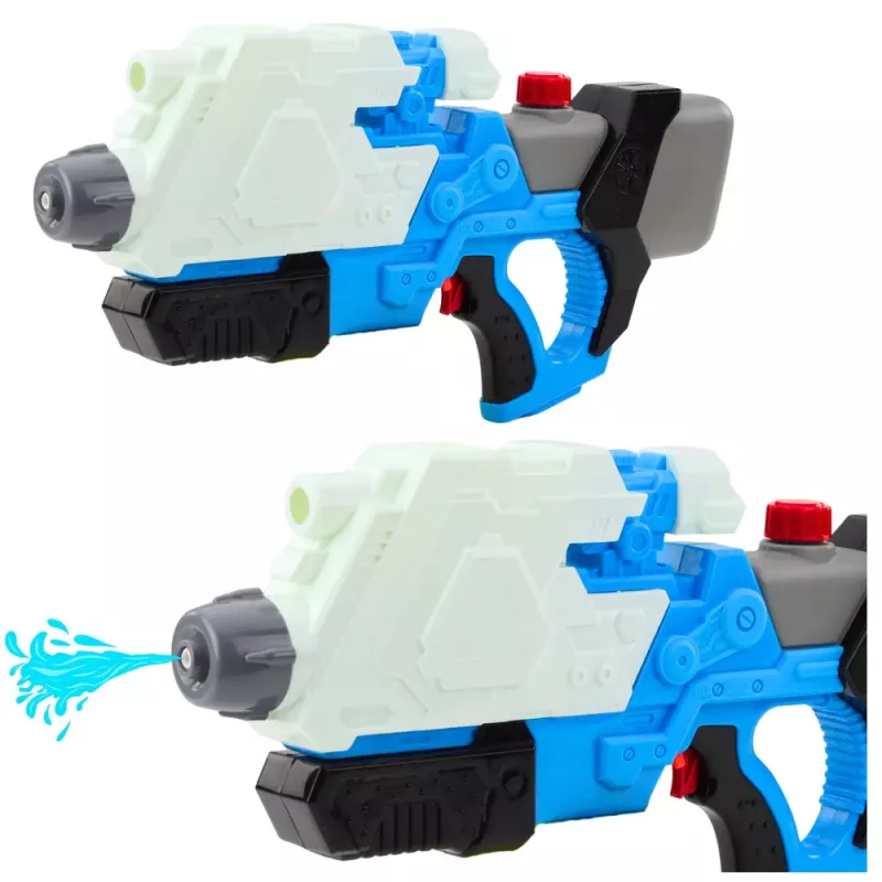 LEAN TOYS Mehāniski sūknējama ūdens šautene pistole balta un zila 650ml