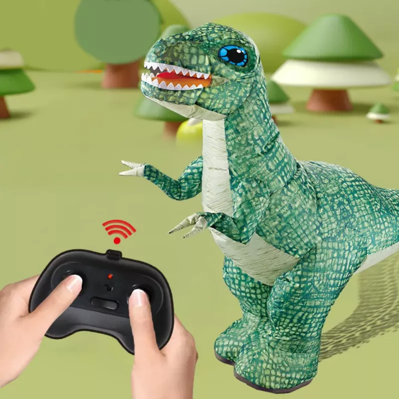 LEAN TOYS Liels piepūšamais dinozaurs ar tālvadību RC Zaļš 130 x 190 cm