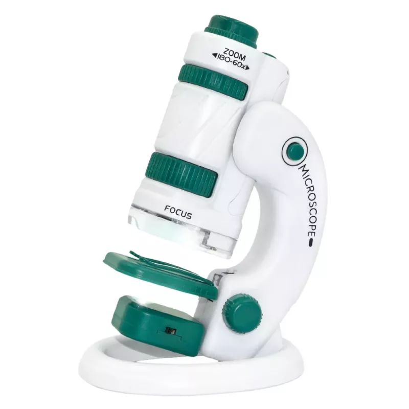 LEAN TOYS Pārnēsājams izglītojošs mikroskops bērniem 2-in-1 60X/180X ar piederumiem