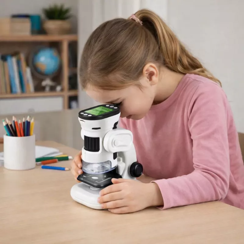 LEAN TOYS Izglītojošs digitālais mikroskops ar ekrānu, 1000X LED video un foto funkcija