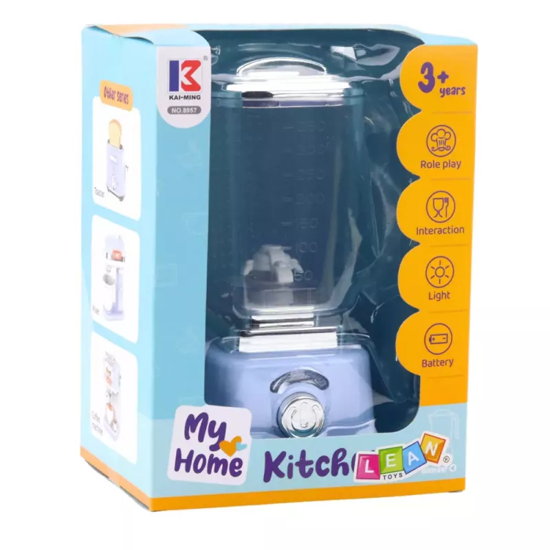 LEAN TOYS Bērnu virtuves blenderis ar gaismu un rotācijas mehānismu, zils