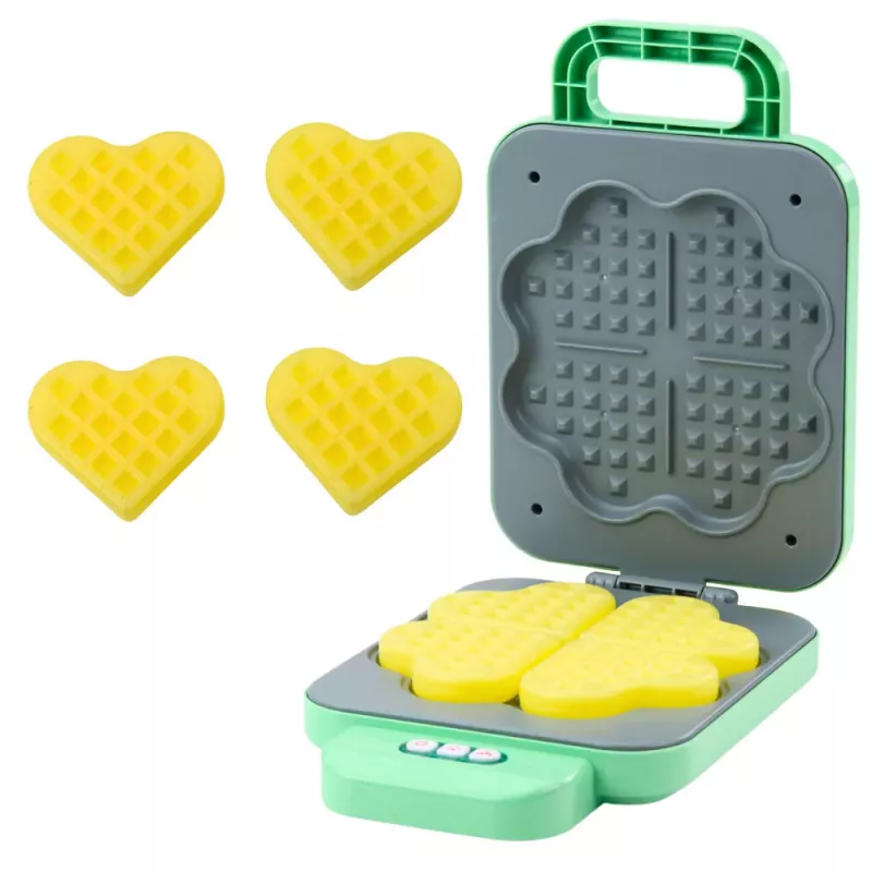 LEAN TOYS Rotaļlietu vafeļu gatavotājs bērniem, ar baterijām, gaismu, sārti zaļš