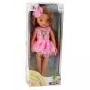LEAN TOYS Leļļu meitene rozā kleitā ar gariem brūniem matiem un ziedu matadatu