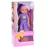LEAN TOYS Leļļu kleitā ar kroni, garām matiem, violeta birste 38cm