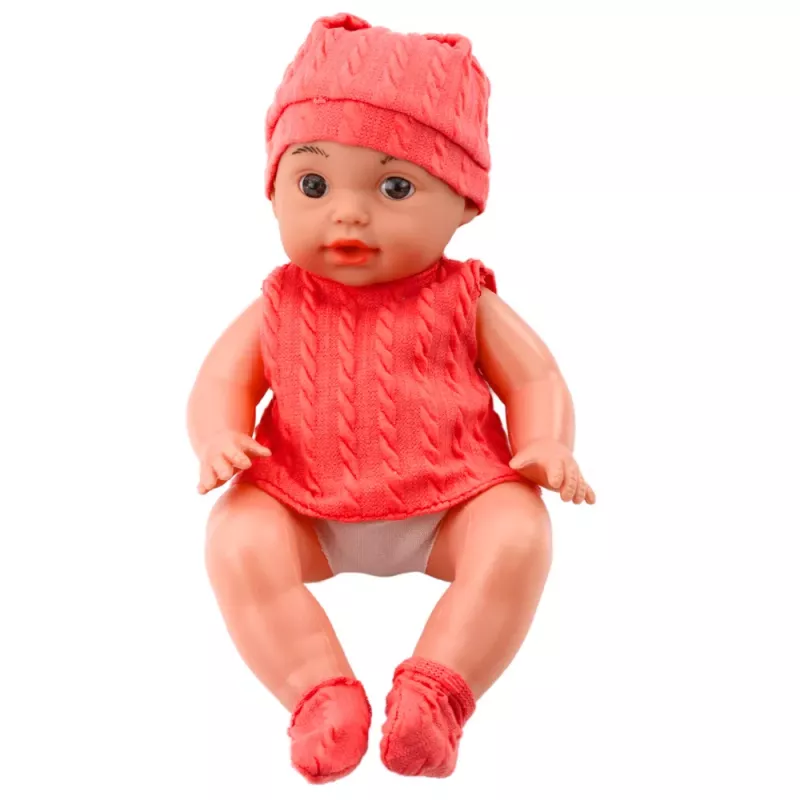 LEAN TOYS Bērnu lelle ar barošanas pudelīti rozā tērpā ar skaņu 30cm