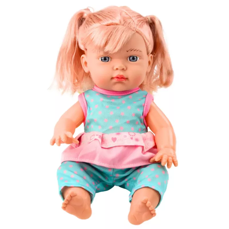 LEAN TOYS Bērnu lelle tirkīza komplektā ar ponijiem, pudelīti un skaņu