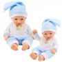 LEAN TOYS Bērnu lelle zilā pidžamā ar pomponu cepuri 30 cm