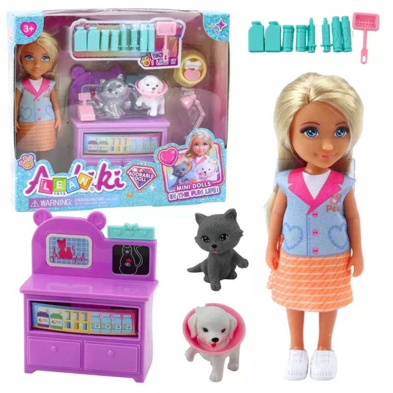 LEAN TOYS Mini Doll Veterinarian Dog Cat Treatment Accessories Set