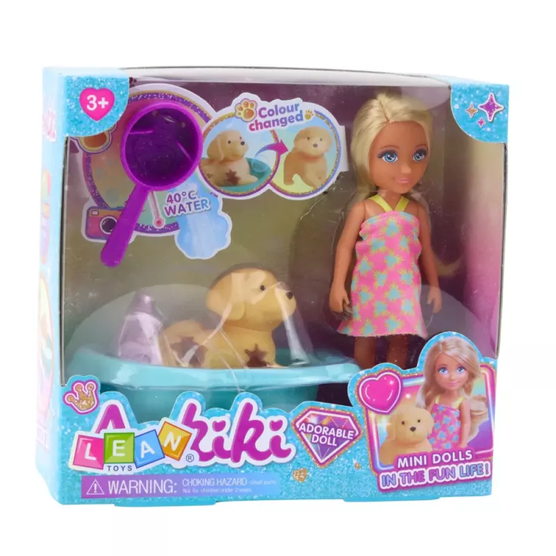 LEAN TOYS Leļļu suņa vanna Vannošanās komplekts Interaktīvi aksesuāri meitenēm