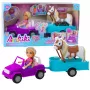 LEAN TOYS Ankiki Leļļu Komplekts ar Pārveidojamu Auto, Piekabi un Zirgu