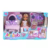 LEAN TOYS Ankiki leļļu komplekts ar gultiņu, tualetes galdiņu un aksesuāriem