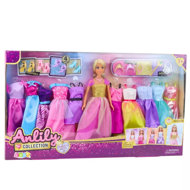LEAN TOYS Lielais modes komplekts Anlily kolekcija leļļu kleitas aksesuāri 24gab