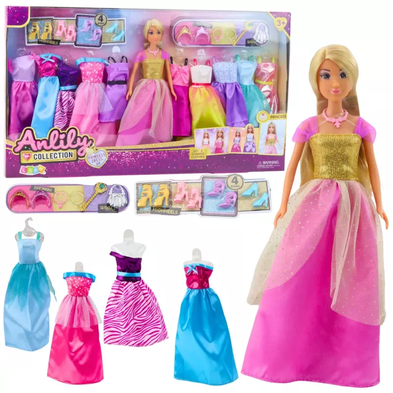 LEAN TOYS Lielais modes komplekts Anlily kolekcija leļļu kleitas aksesuāri 24gab