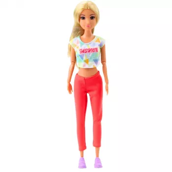 LEAN TOYS Anlily Jogas lelle ar vingrošanas paklājiņu, ūdens pudeli, sporta somu, kustīgām ekstremitātēm, 29 cm, blondiem matiem, zilām acīm, sportiskā tērpā, bērniem no 3 gadiem