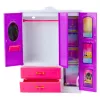 LEAN TOYS Anlily Doll Wardrobe With Shelves Drawers Dressing Room Accessories 24 pcs