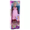 LEAN TOYS Anlily Grūtnieces lelle gaiši rozā punktotā kleitā ar gariem matiem