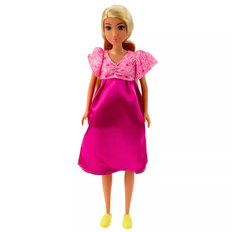 LEAN TOYS Anlily Grūtnieces lelle Rozā satīna kleita Gari mati