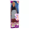 LEAN TOYS Anlily Grūtnieces lelle melnbaltā svītrainā kleitā ar mazuli