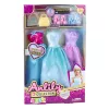 LEAN TOYS Anlily Leļļu kleitu komplekts ar apaviem, rokassomu, kroņiem un aksesuāriem, 9 gab.