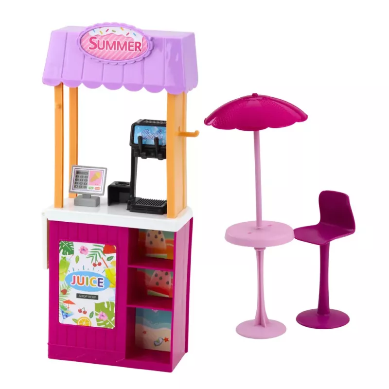 LEAN TOYS Anlily Leļļu komplekts Pludmalē ar Baseinu, Palmu, Dzērienu Stendu un Piederumiem