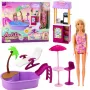 LEAN TOYS Anlily Leļļu komplekts Pludmalē ar Baseinu, Palmu, Dzērienu Stendu un Piederumiem