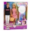 LEAN TOYS Anlily Leļļu komplekts: Meitene ar zēnu, cepuri un suņa aksesuāriem