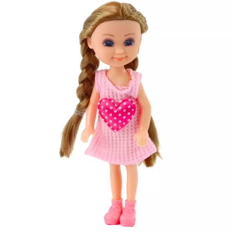 LEAN TOYS Mini lelle ar aksesuāriem Kaķa ratiņi Rozā leļļu komplekts