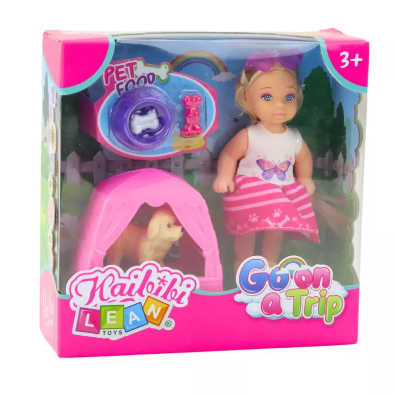 LEAN TOYS Mini Doll Set with Dog, Tent and Accessories